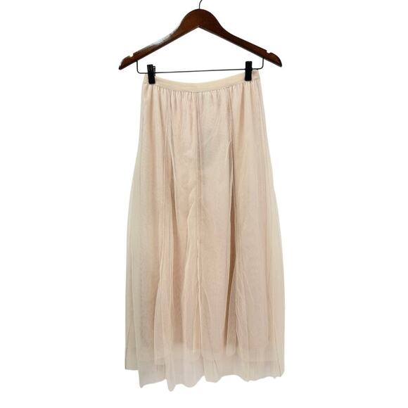 Lulu Fabulous Chicness Cream Tulle High-Rise Pull-on Midi Skirt size Small - Picture 2 of 6